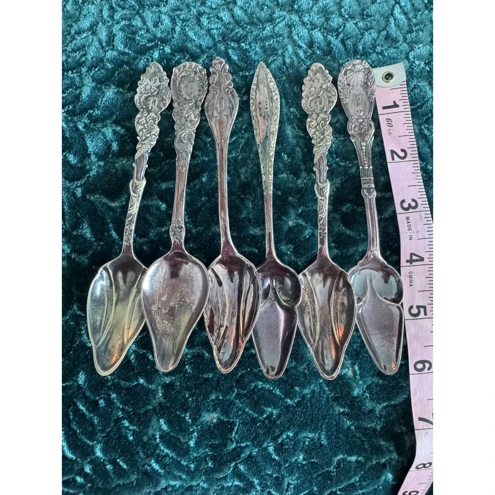 Set of 6 Vintage Rogers & Bro Silverplate Grapefruit/Citrus Spoons Monogrammed